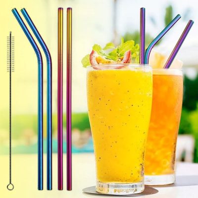 4x pajitas de acero reutilizables | STEELSIP