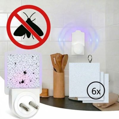 Trampa UV para polillas y mosquitos + 6 láminas adhesivas GRATIS